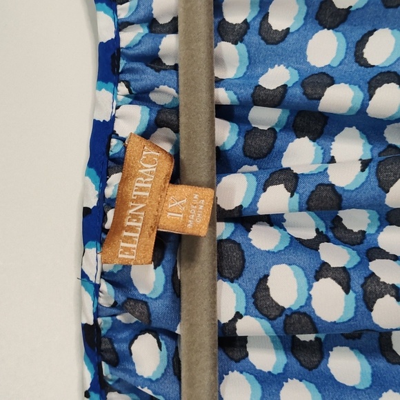 Ellen Tracy Peasant Blouse Size 1X 3/4 Sleeve Bohemian Lightweight Blue & White - Picture 2 of 15